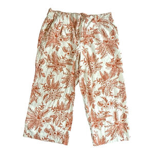 Haver & Blair London Floral Linen Blend Wide Leg Cropped Pants | Size L